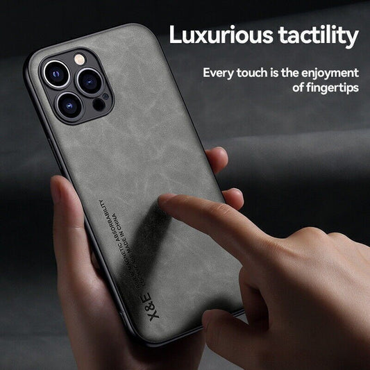 For Iphone 17 16 15 14 13 Pro Max Shockproof Magnetic Leather Black Case Cover